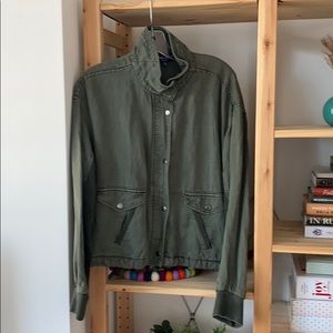 Splendid Cropped Jacket Olive Green Medium